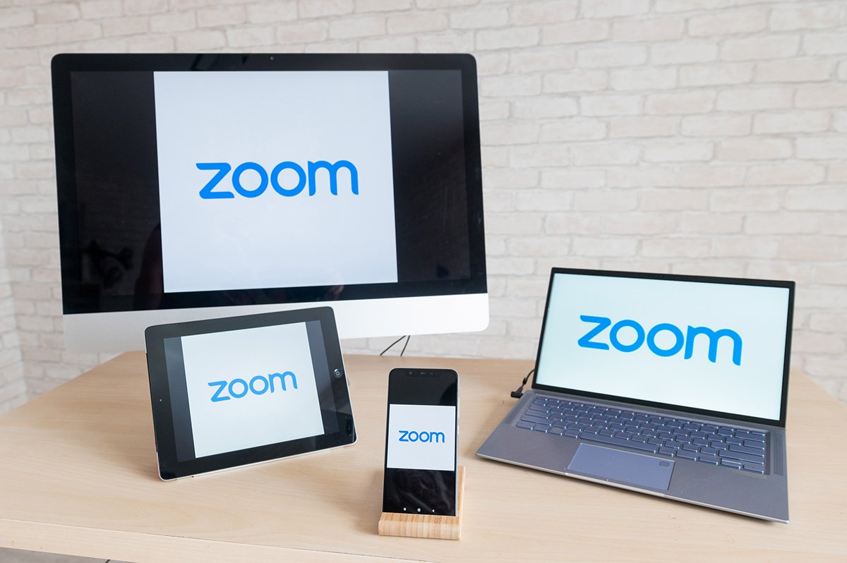 zoom A collection of devices showing the zoom logo
